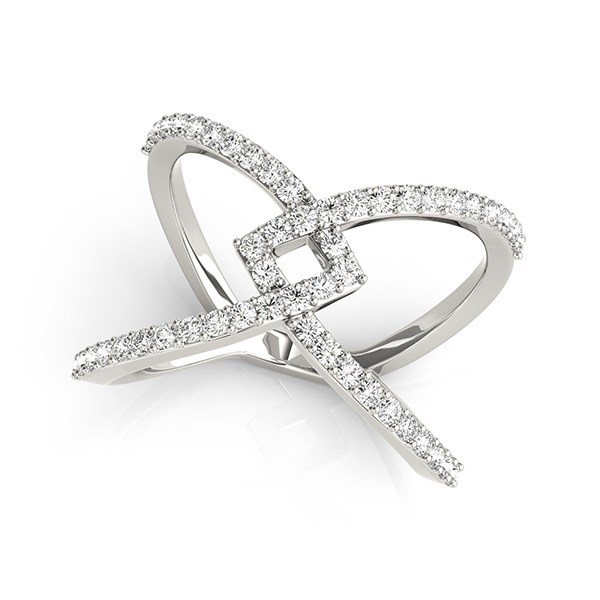 14k White Gold Fancy Entwined Design Diamond Ring (1/2 cttw)