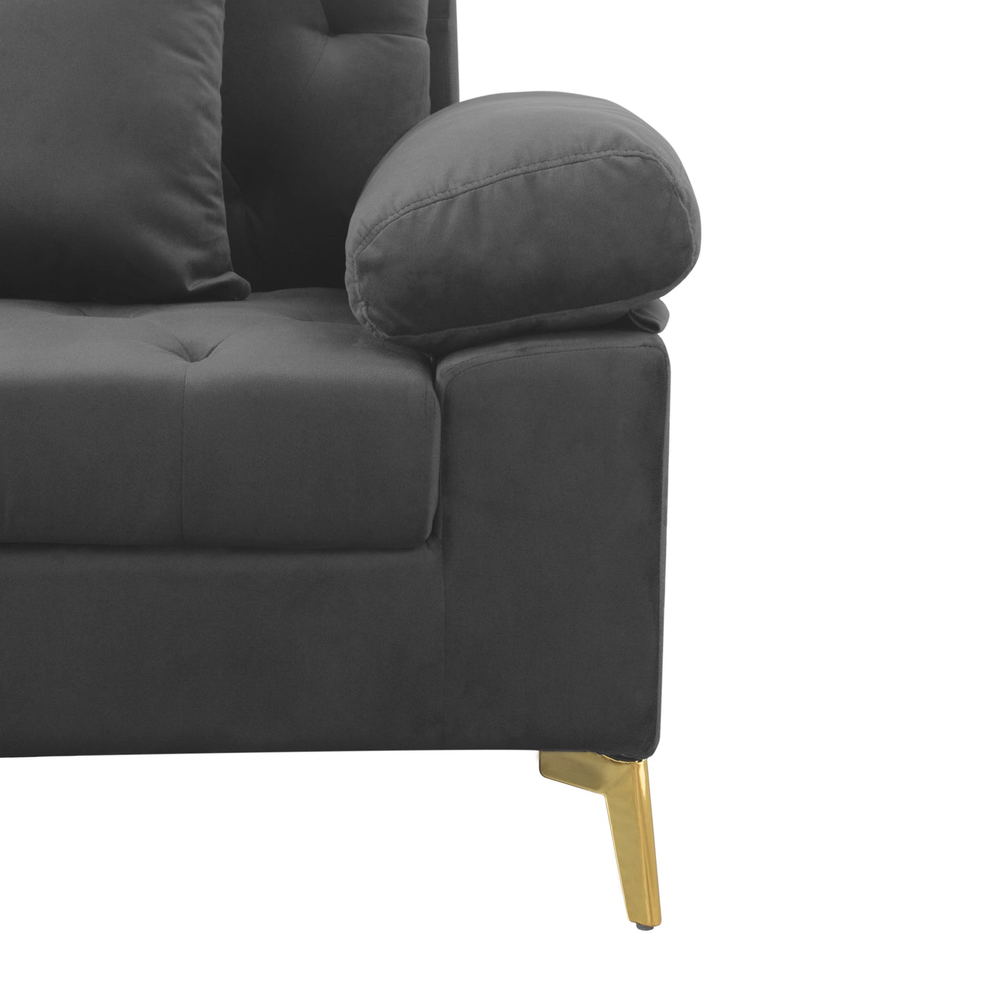 96.5'' Left hand facing Sofa & Chaise Dark grey Velvet