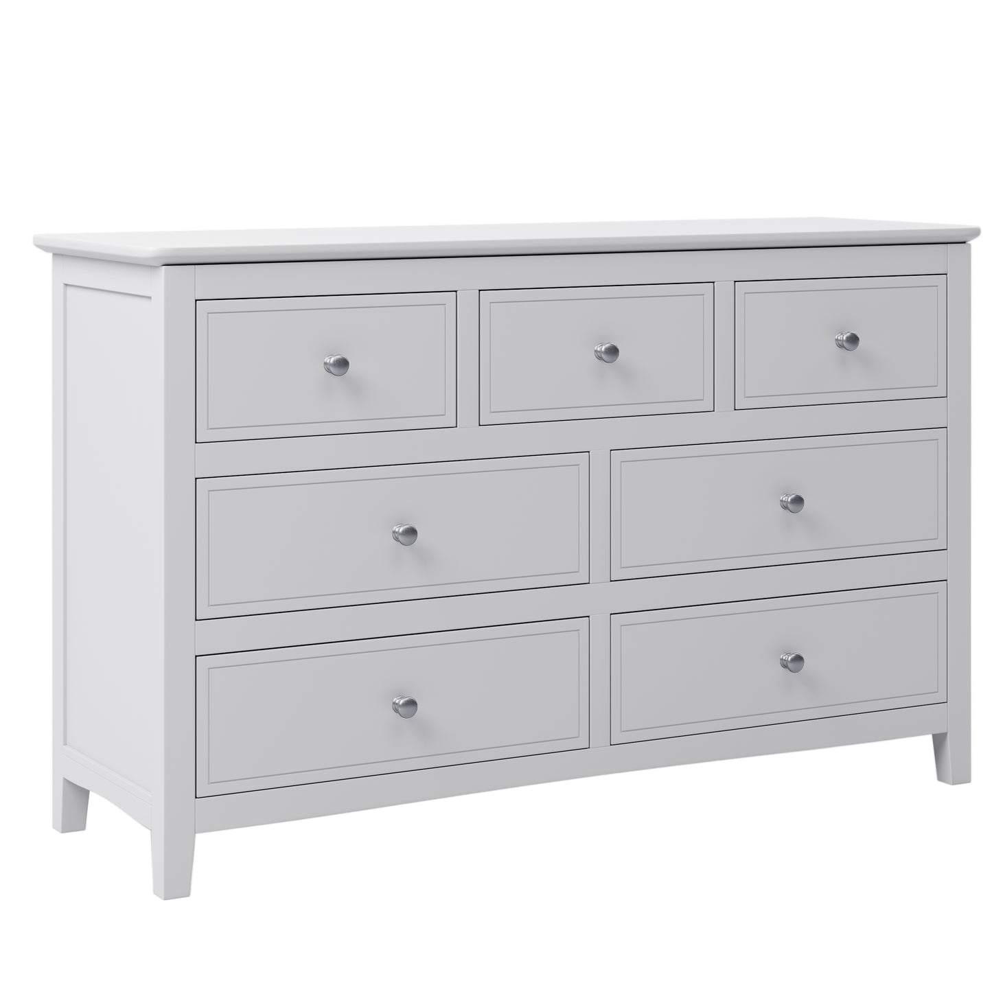 7 Drawers Solid Wood Dresser in White