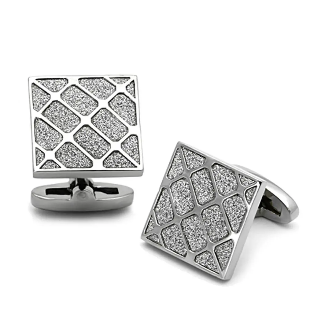 TK1252 - High polished (no plating) Stainless Steel Cufflink with No Stone