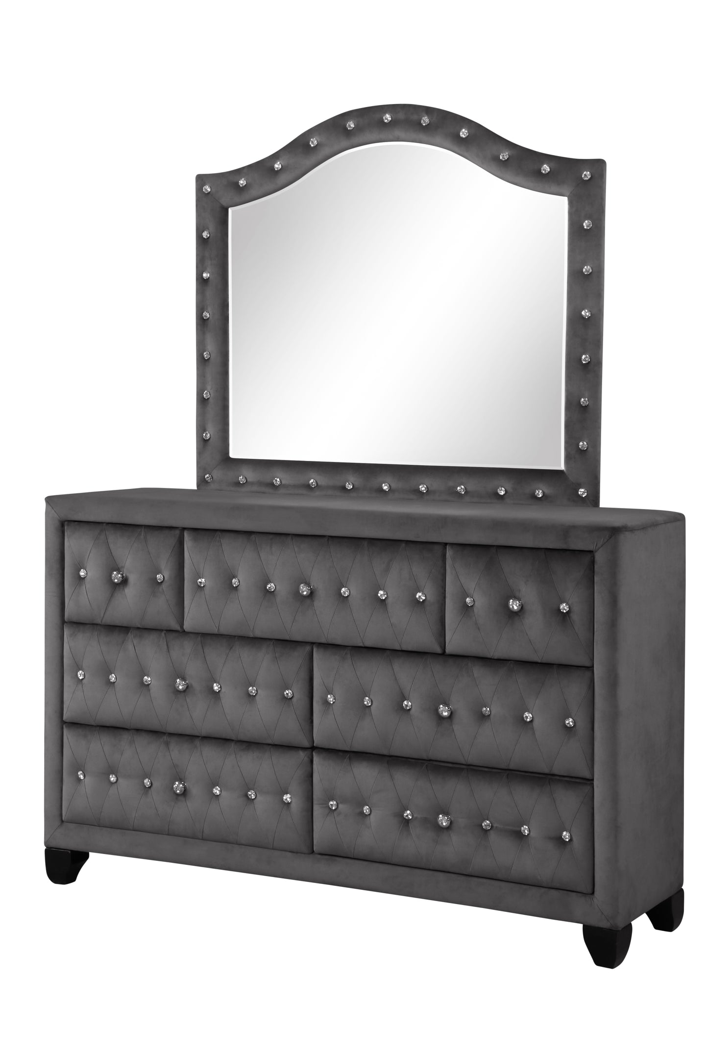 Sophia Full 4 Pc Bedroom Set In Color Gray Made With  Wood