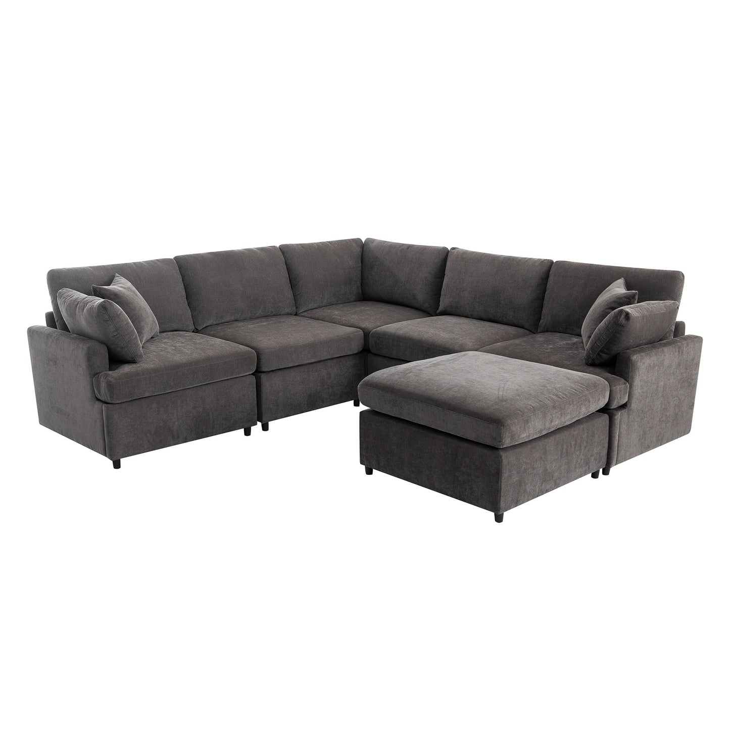 U_STYLE Modern Large U-Shape Sectional Sofa, with Removable Ottomans for Living Room (6-Seater)