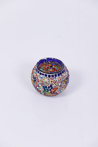 Multicolor Star Mosaic Glass Candle Holder - Luxury Turkish Handmade Moroccan Mid Century Candle Holder