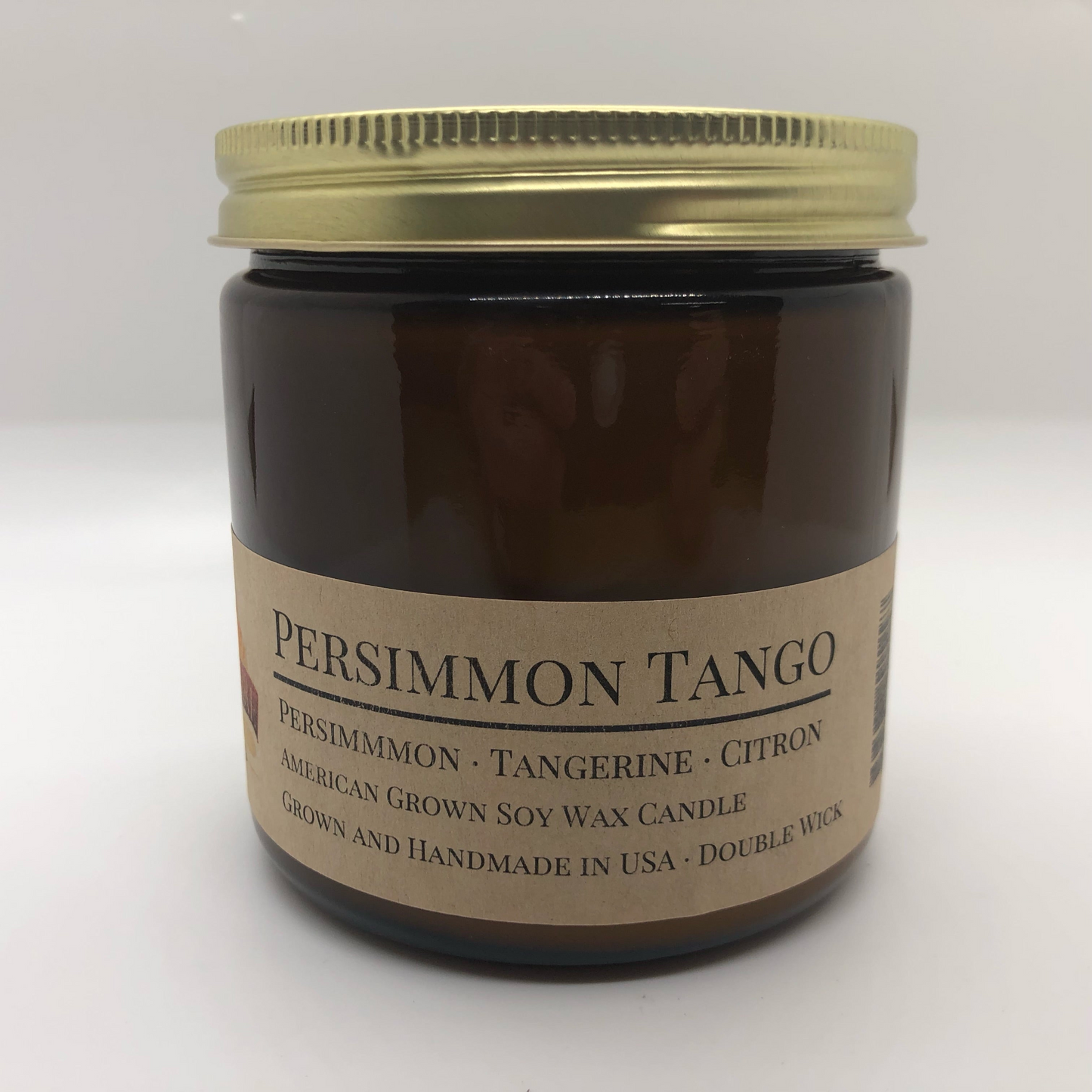 Persimmon Tango Soy Wax Candle | 16 oz Double Wick Amber Apothecary Jar