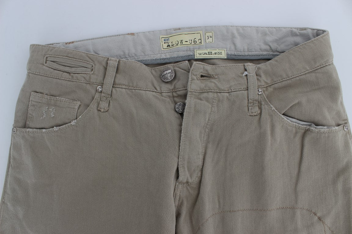 Acht Beige Cotton Patchwork Jeans