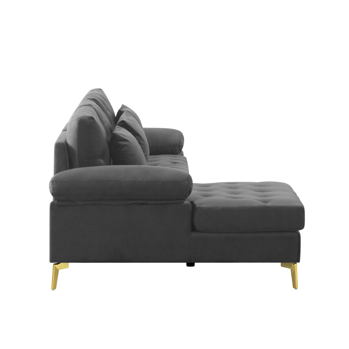 96.5'' Left hand facing Sofa & Chaise Dark grey Velvet