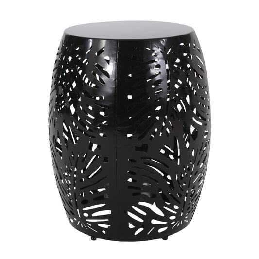 Modern Metal End Table - Large Decorative Accent Table Black Iron 16.50' x 16.50' x 20.50'