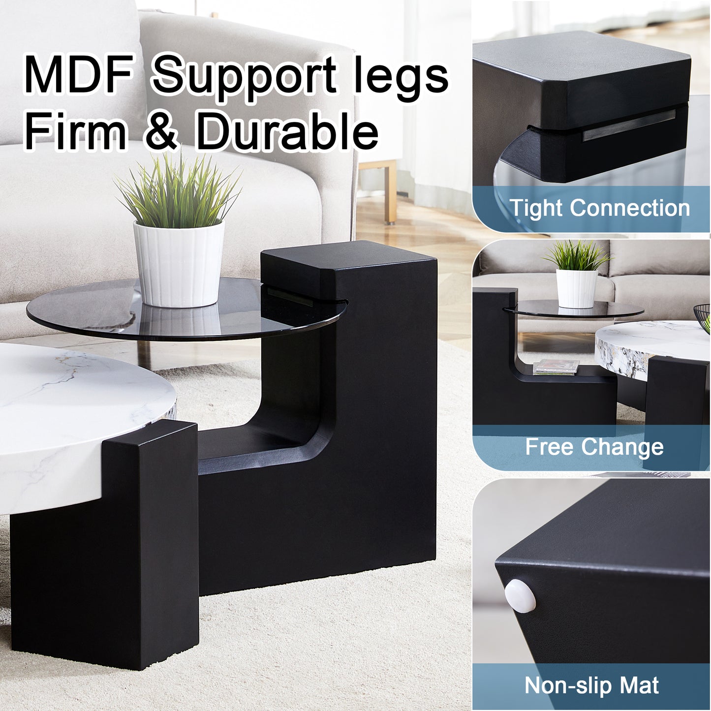 The detachable double-decker coffee table, the stylish design is more precious, and the detachable design can make the use of space more flexible and suitable for various scenes.