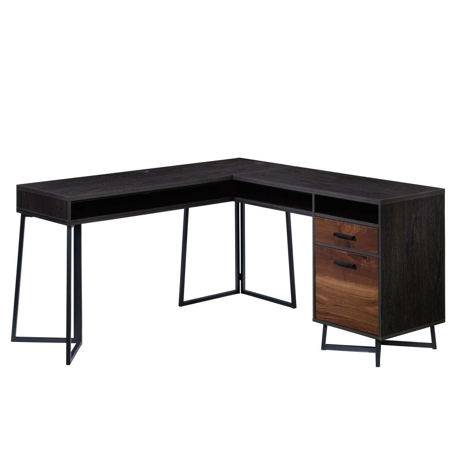 L-Shaped Desk, Dark Walnut finish