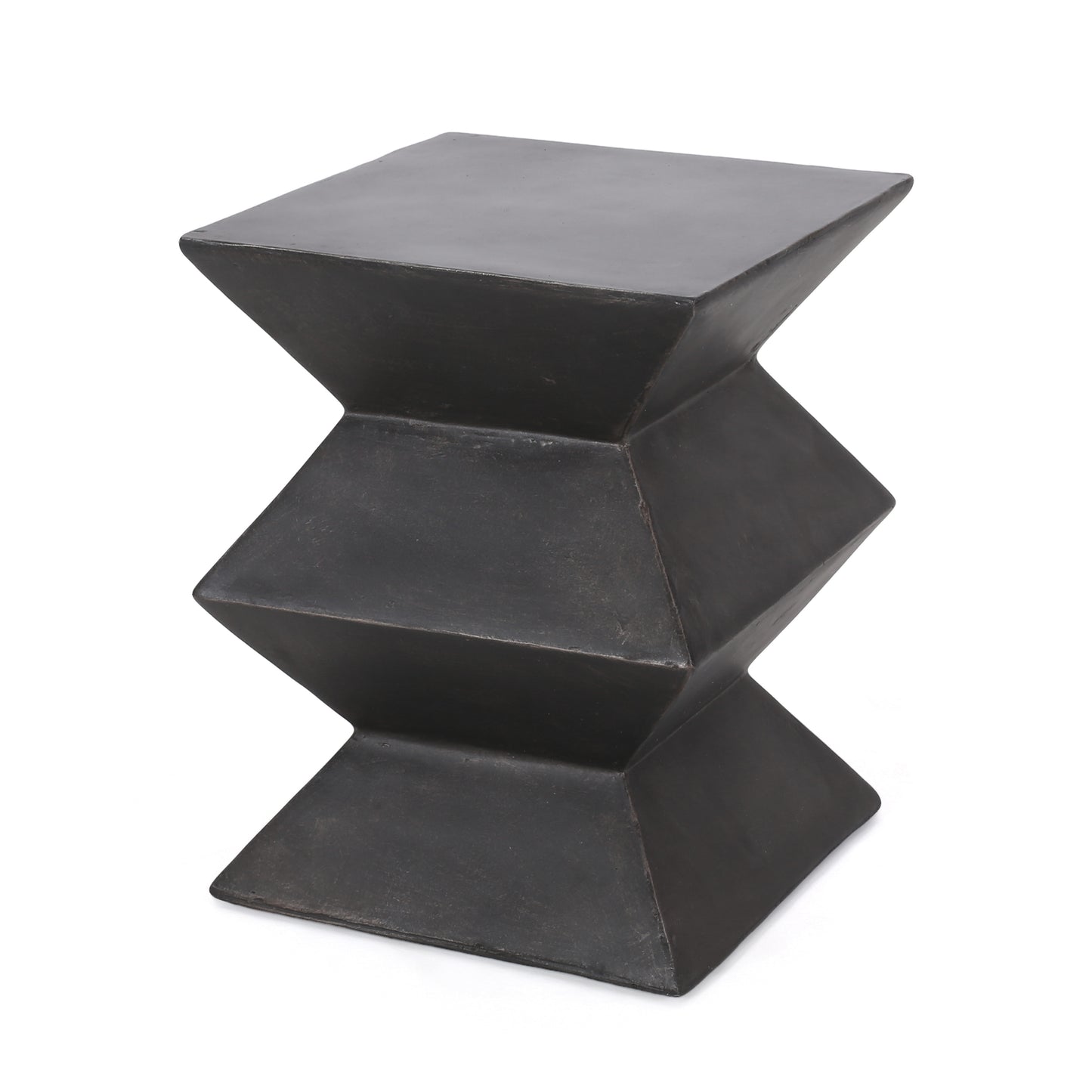 Modern Outdoor Lightweight Concrete Side Table with Geometric Design in Copper