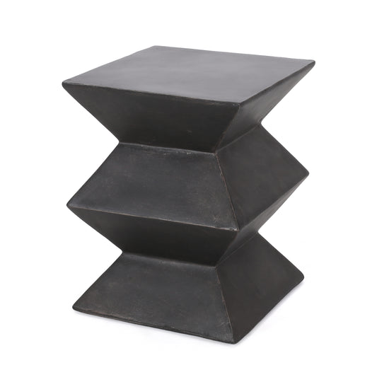 Modern Outdoor Lightweight Concrete Side Table with Geometric Design in Copper