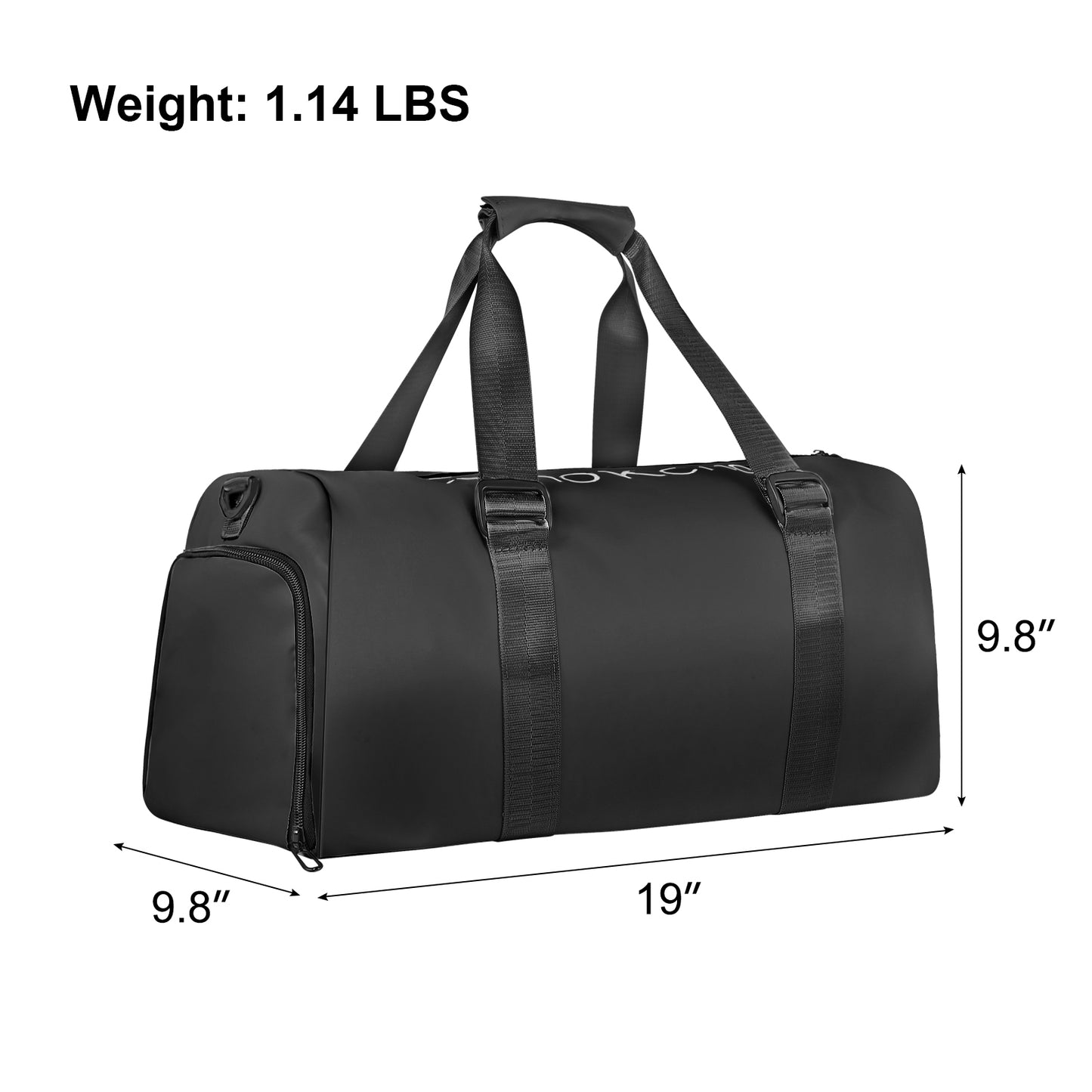 YSSOA Gym Bag for Women and Men, Waterproof Duffel Bag Shoes Compartment, Lightweight Carry, Black, 19 Inch