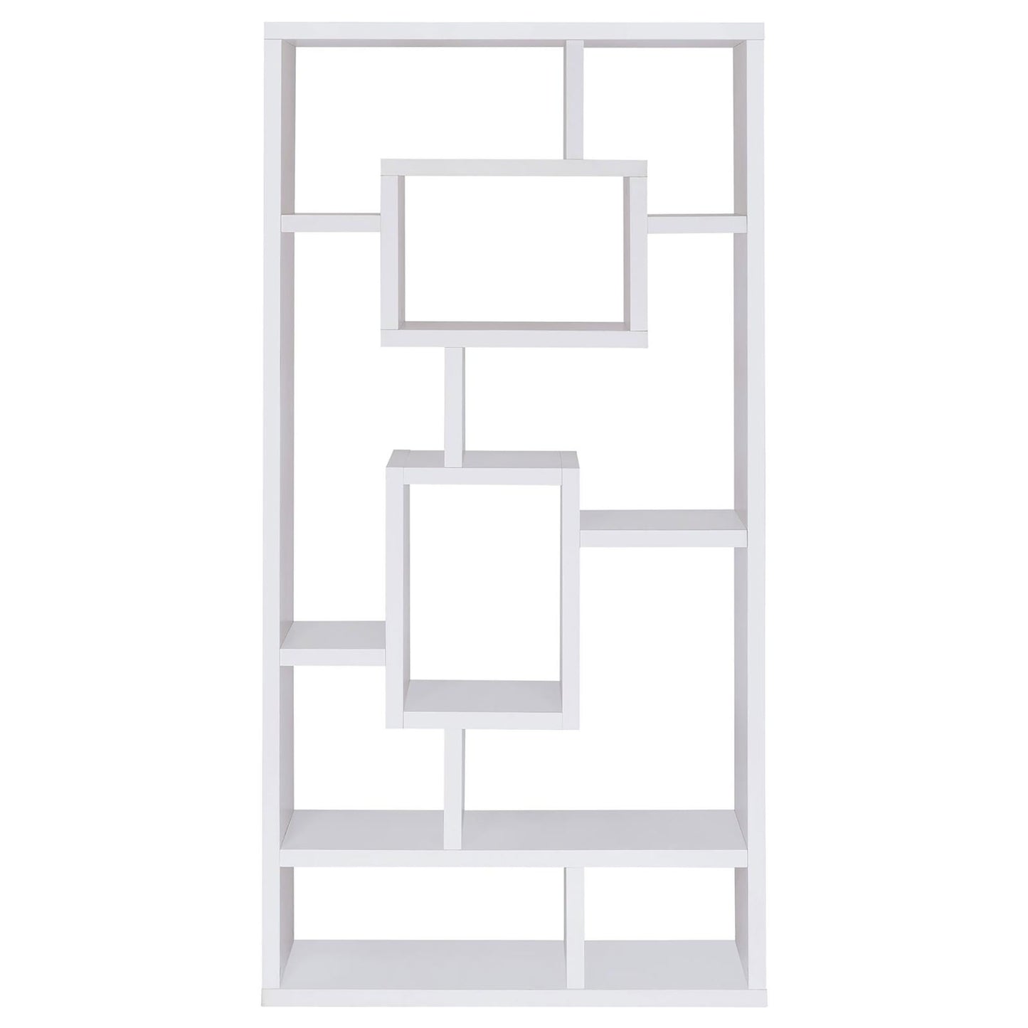 White 10-Shelf Open Back Bookcase