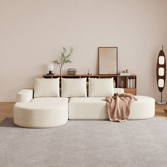 Modern Curved sofa ,Chenille Upholstered Sectional Sofa Couch Set,Modular 108.5' L Shaped Sectional Living Room Sofa Set With 3 Pillows,Free Combination Sofa Couch for Living Room,Bedroom