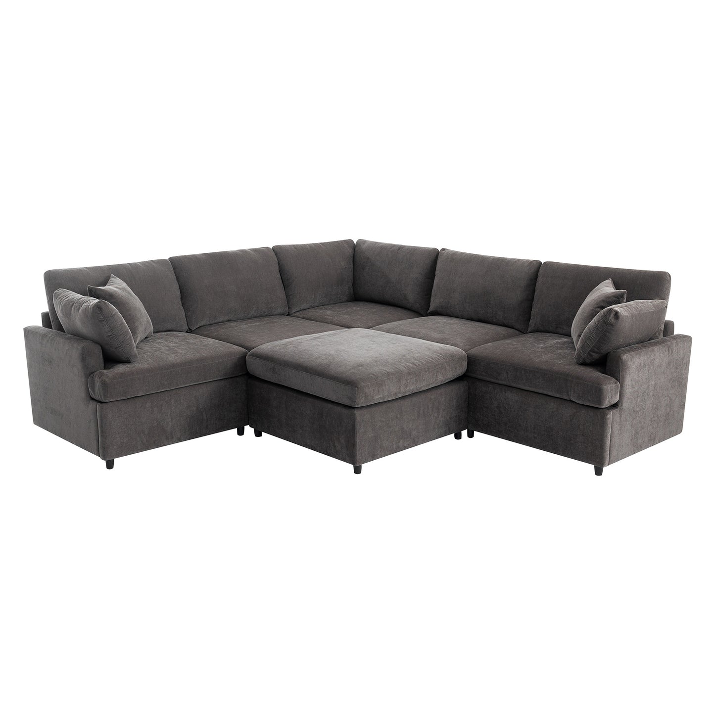 U_STYLE Modern Large U-Shape Sectional Sofa, with Removable Ottomans for Living Room (6-Seater)