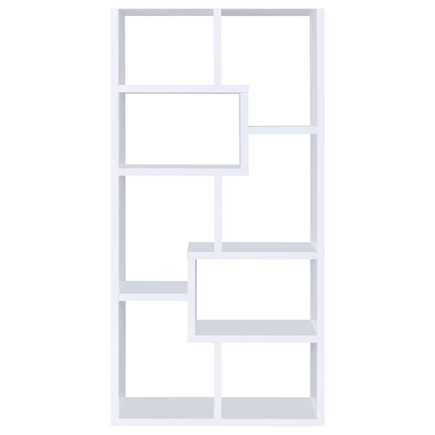 8-shelf White Geometric Bookcase