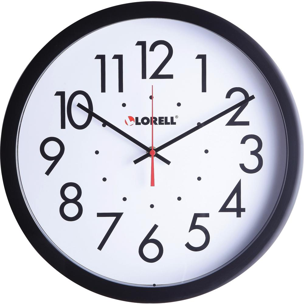 Lorell 14-1/2" Self-Set Wall Clock - Analog - Quartz - White Main Dial - Black