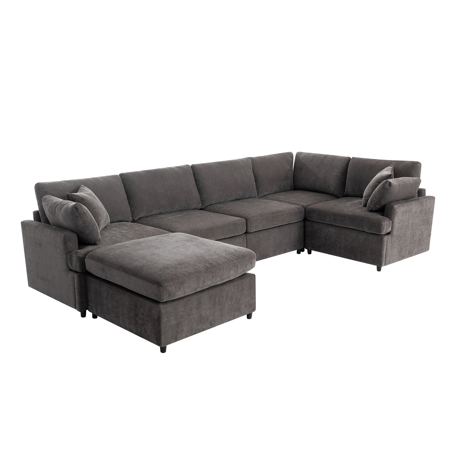 U_STYLE Modern Large U-Shape Sectional Sofa, with Removable Ottomans for Living Room (6-Seater)