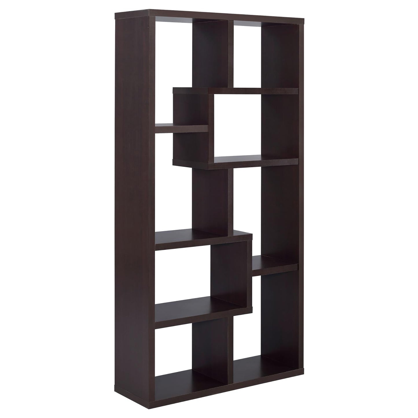 8-shelf Cappuccino Geometric Bookcase