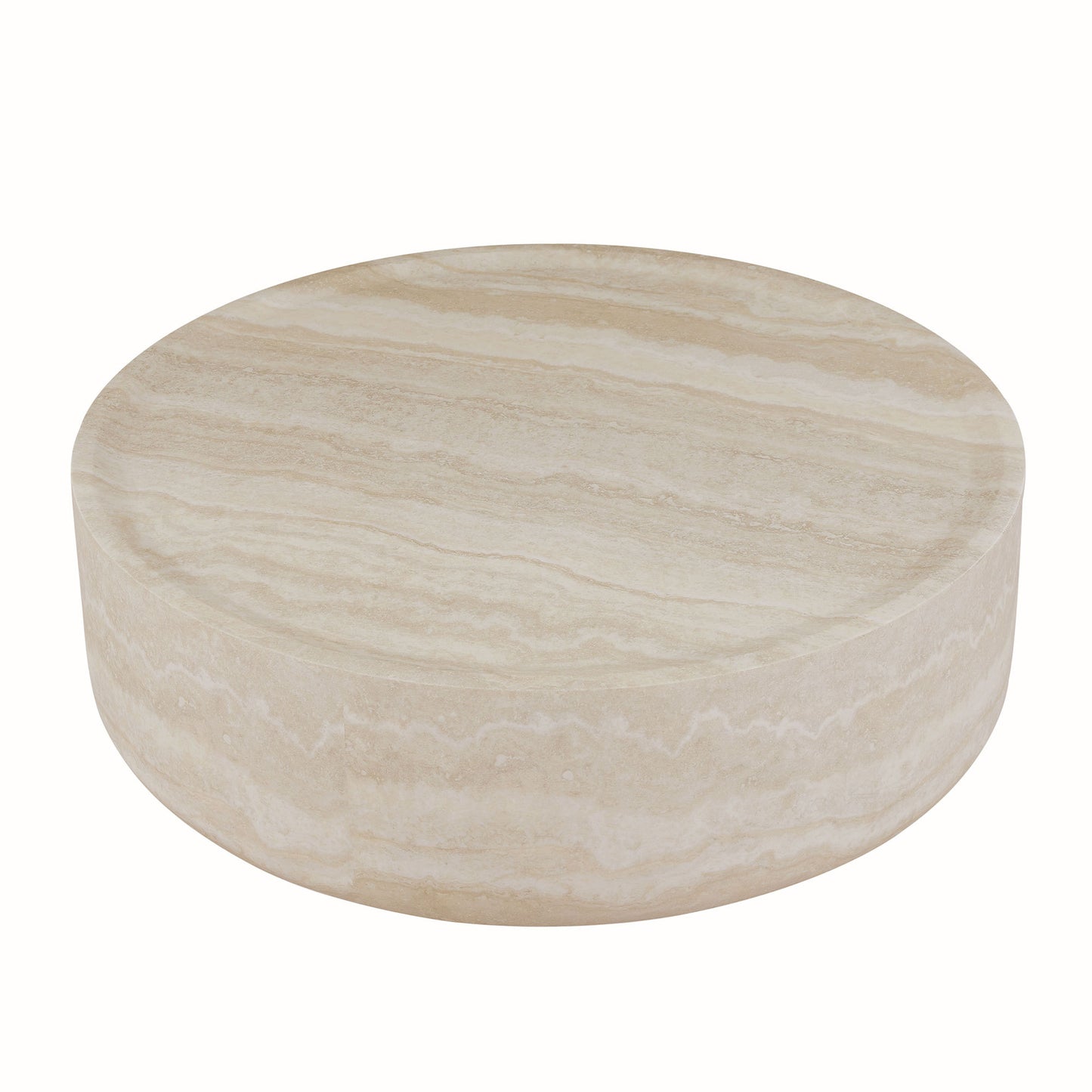 39.37''  Faux MARS Pattern Coffee Tables for Living Room Round Tea  Faux Travertine Textured table for Living Room, No Need Assembly.