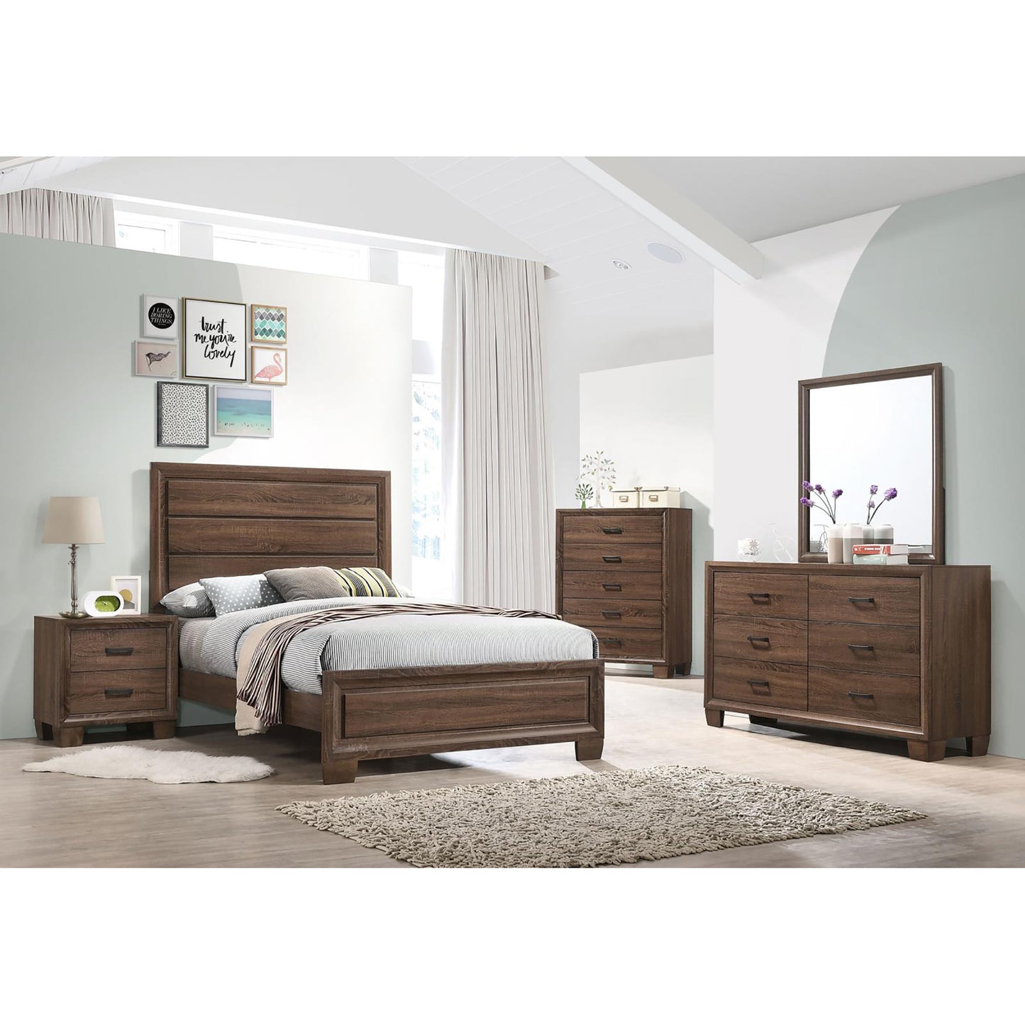 Medium Warm Brown Full Panel Bed