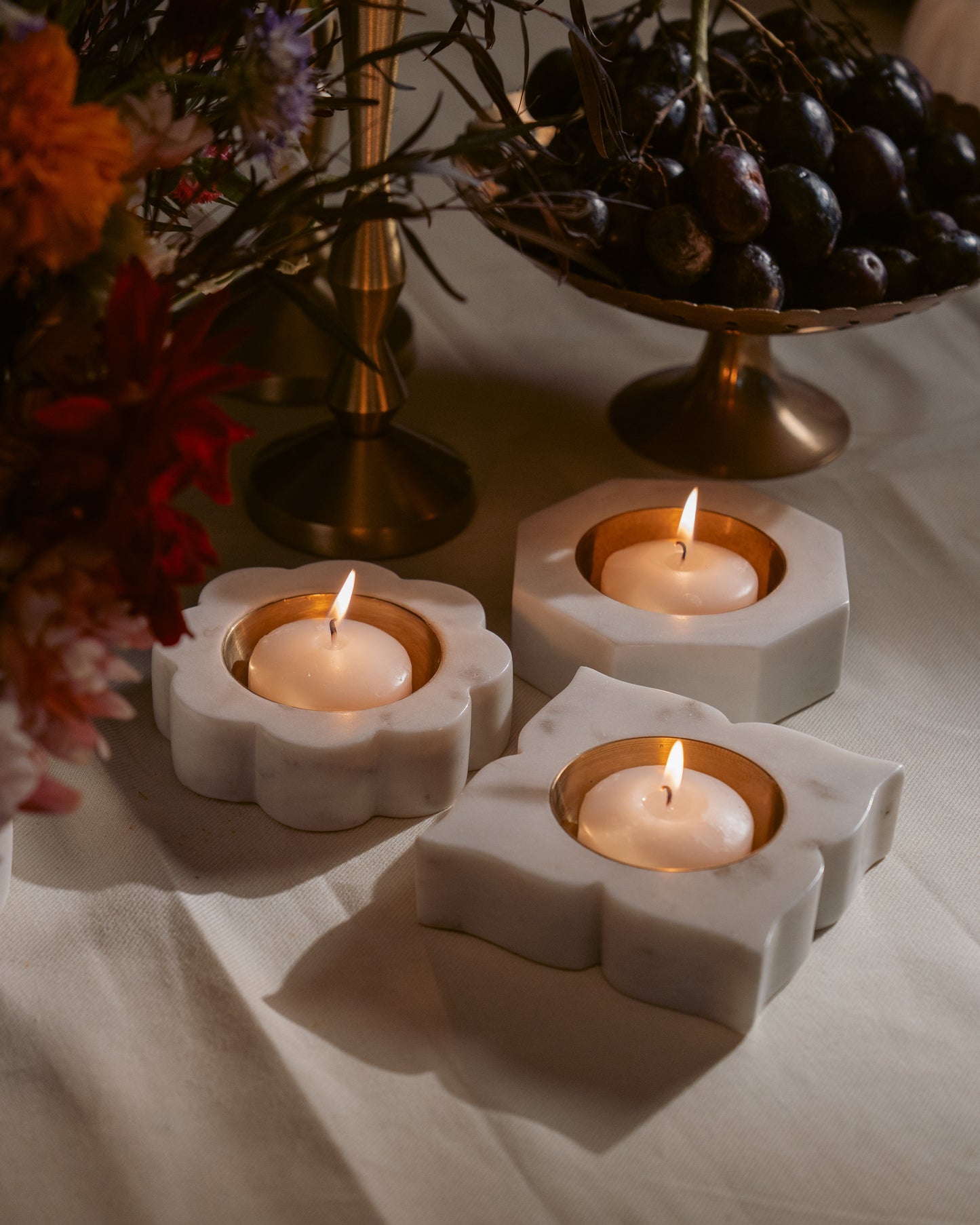 Banswara Marble Flower Candleholder (Diya)