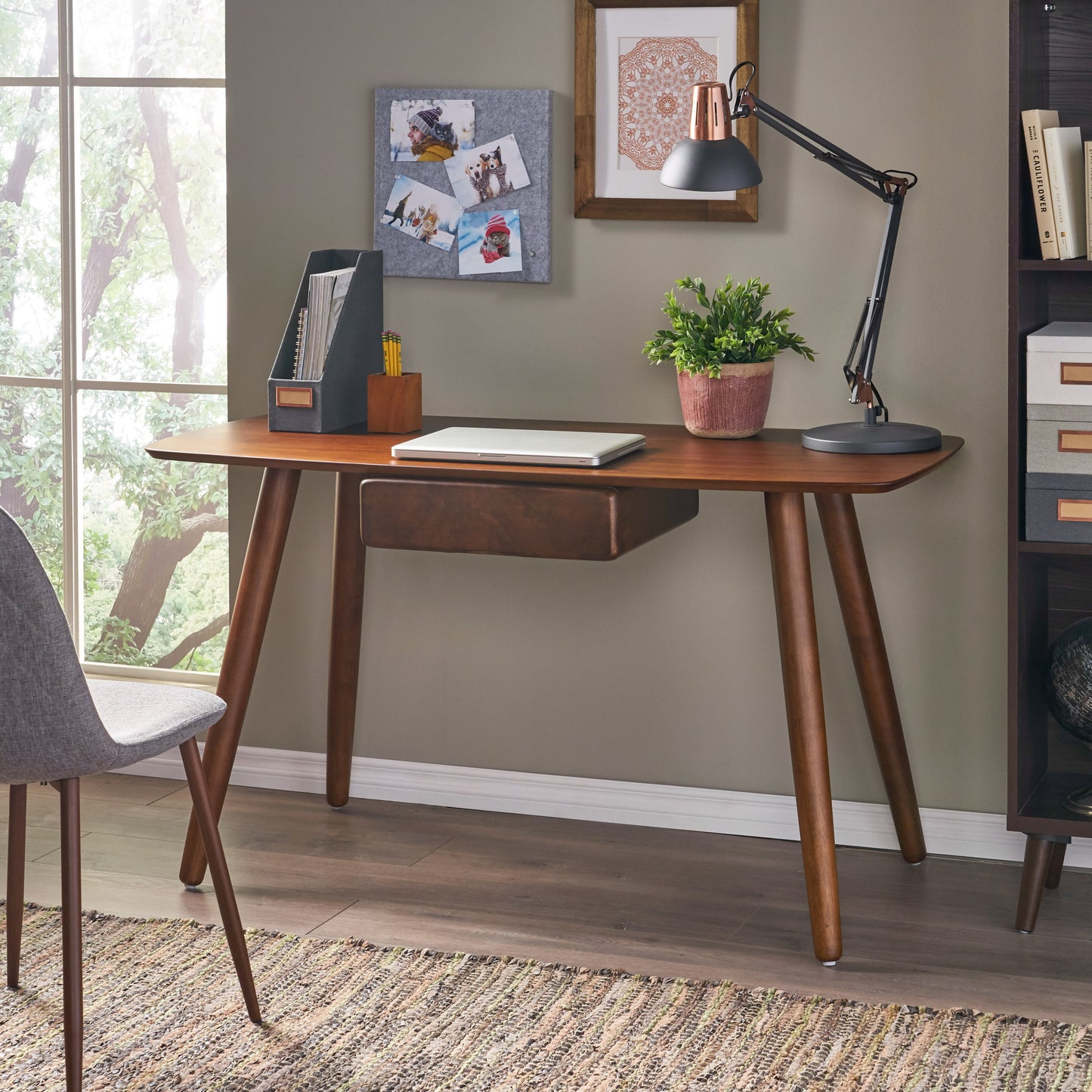 Study Computer Desk,Office Desk, Study Table,Writing Desk with Drawer for Home ,Office Modern Furniture,Walnut Color