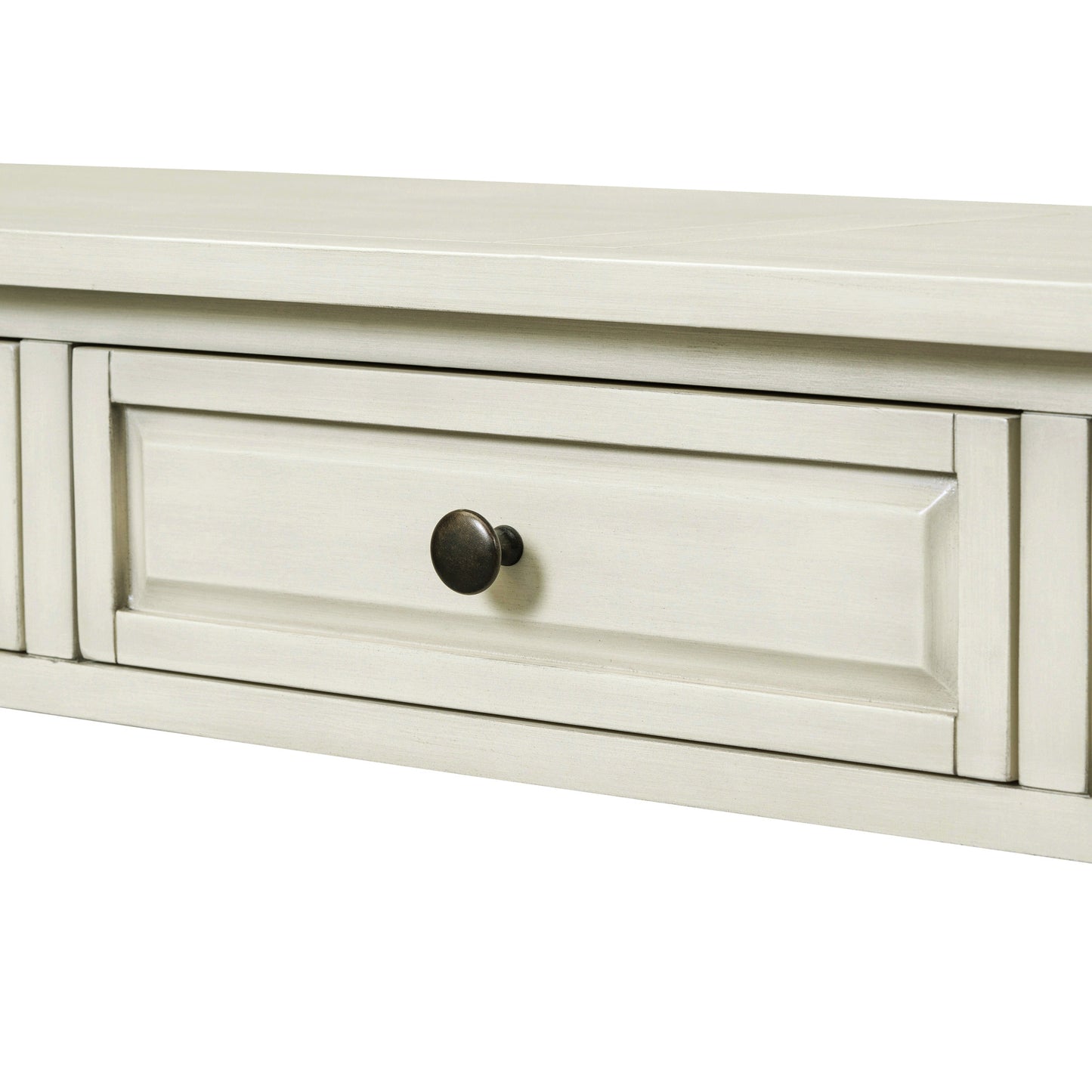 TREXM Console Table 63" Long Console Table with Drawers and Shelf for Entryway, Hallway, Living Room (Antique White, OLD SKU: WF193795AAK)