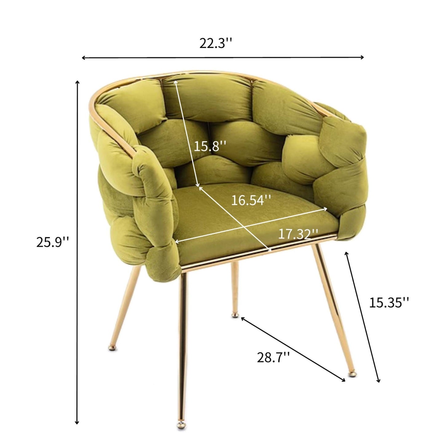 Luxury modern simple leisure velvet single sofa chair bedroom lazy person household dresser stool manicure table back chair olive green
