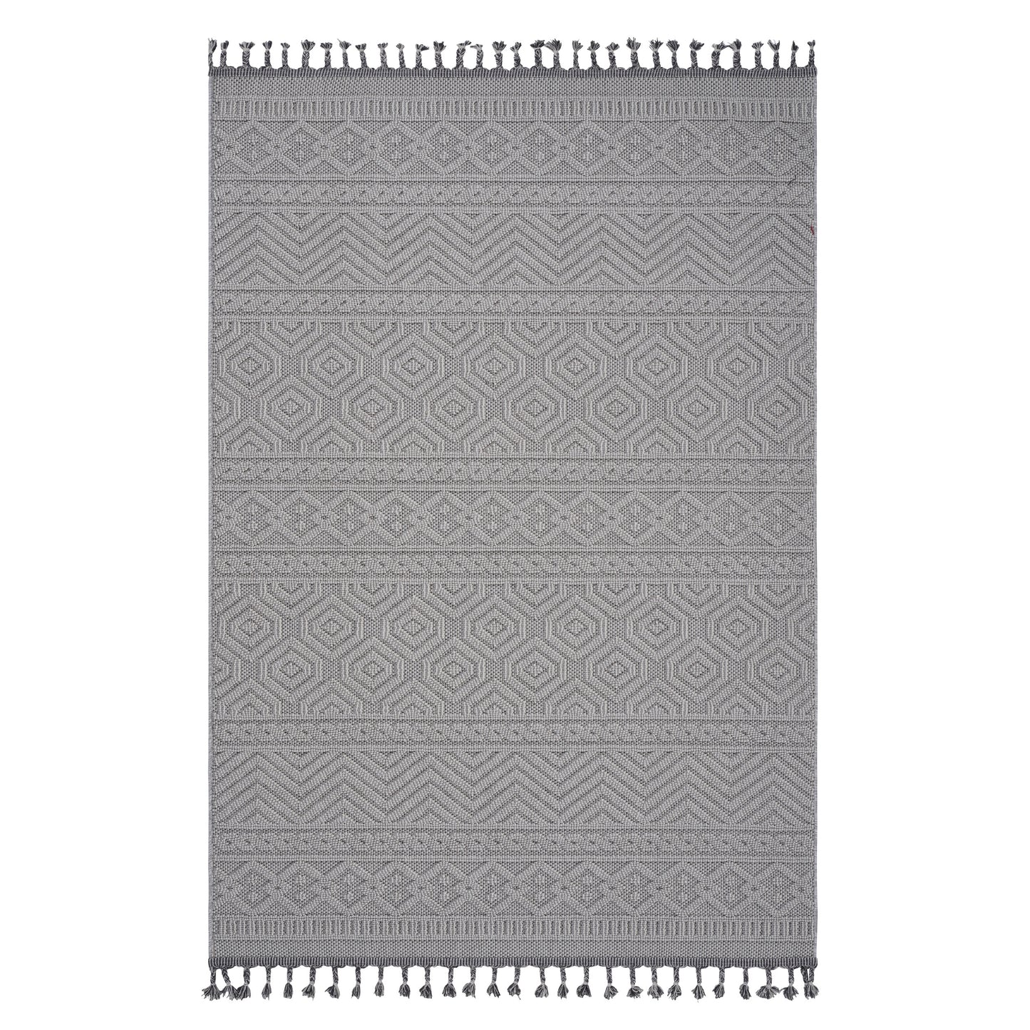 NAAR Guros Collection 8X10 White /Geometric Indoor/Outdoor Area Rug