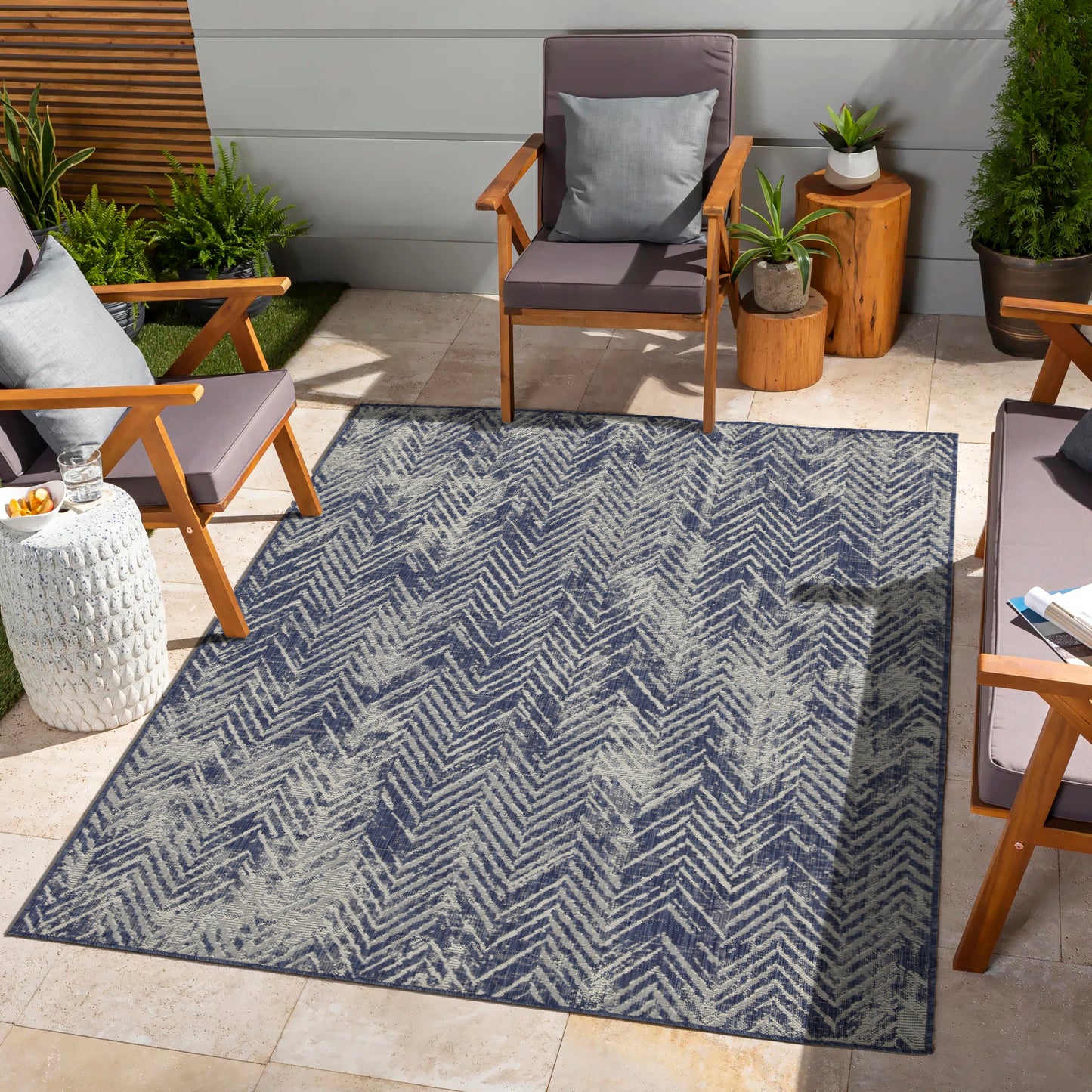 Sunshine GC_HAR2010 Blue 5 ft. 3 in. x 7 ft. 3 in. Indoor/Outdoor Area Rug