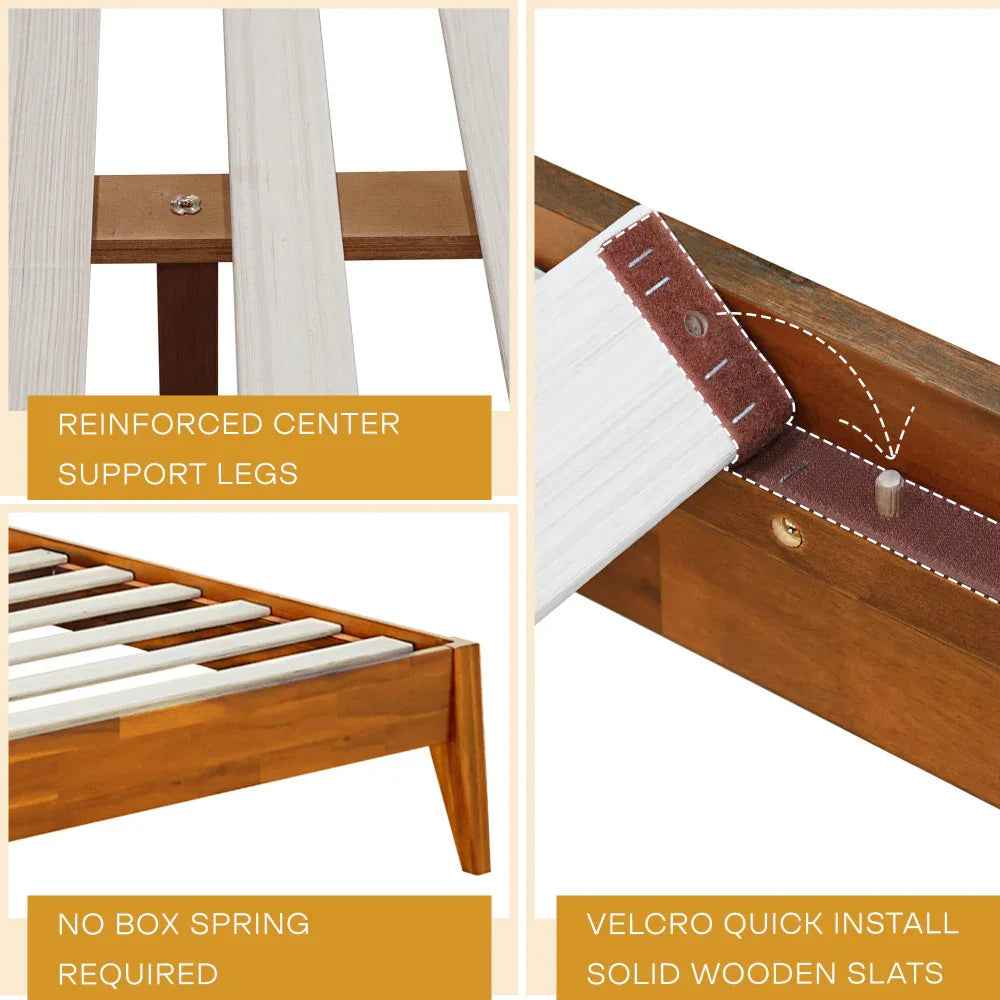 Acacia Emery Wood Platform Bed Frame for Modern Bedrooms