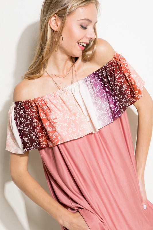 OMBRE TIE DYE OFF SHOULDER TOP