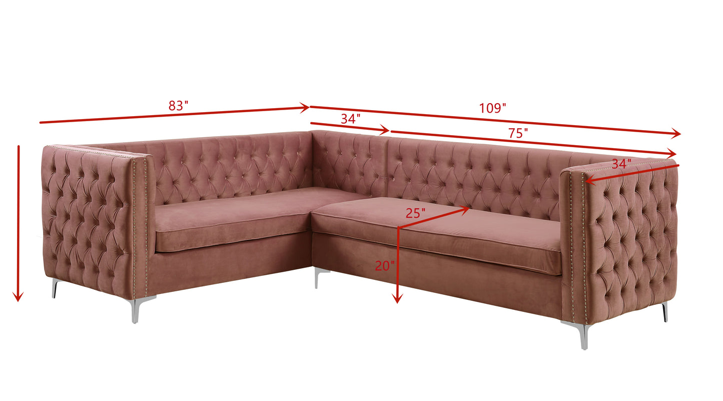 ACME Rhett Sectional Sofa, Dusty Pink Velvet 55505