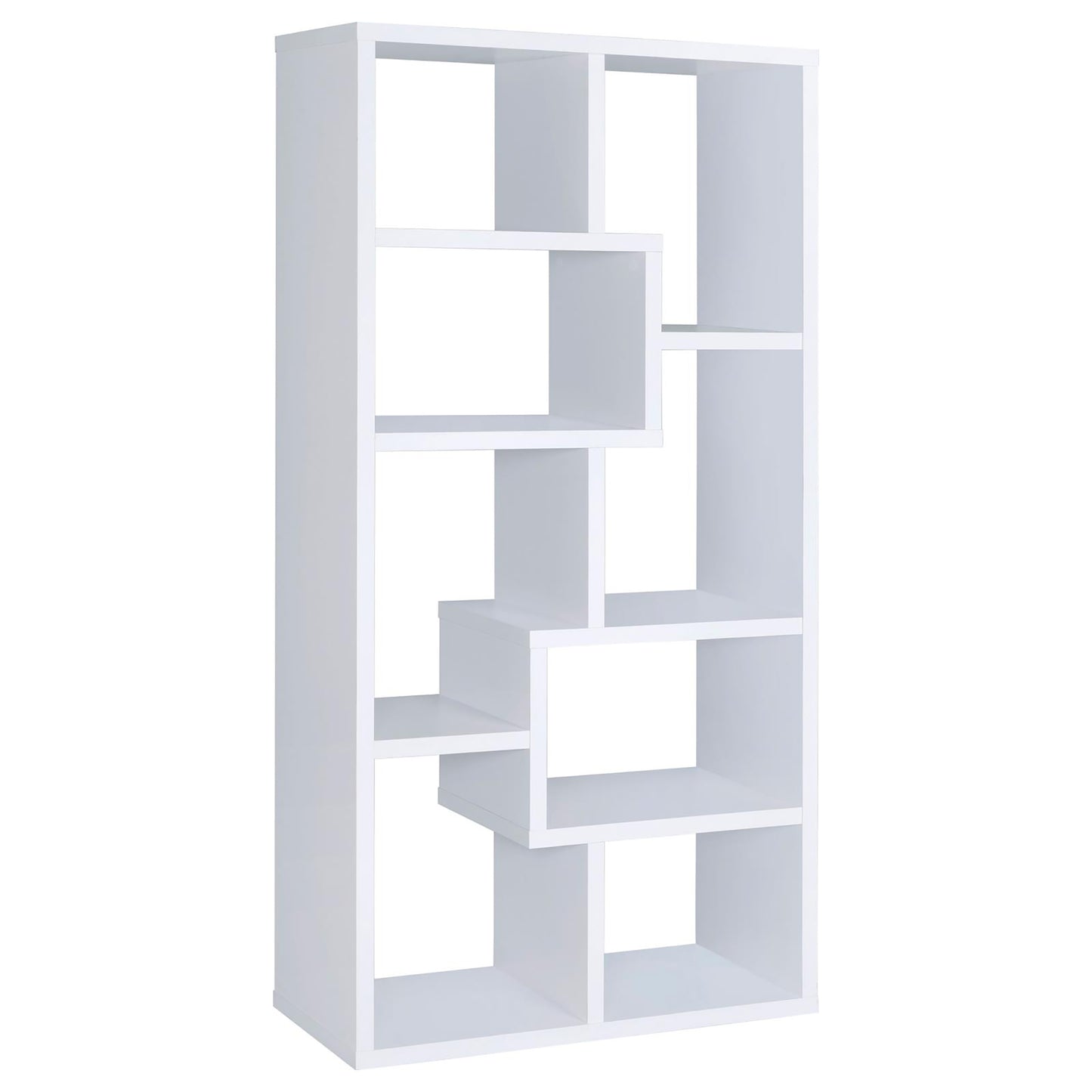 8-shelf White Geometric Bookcase