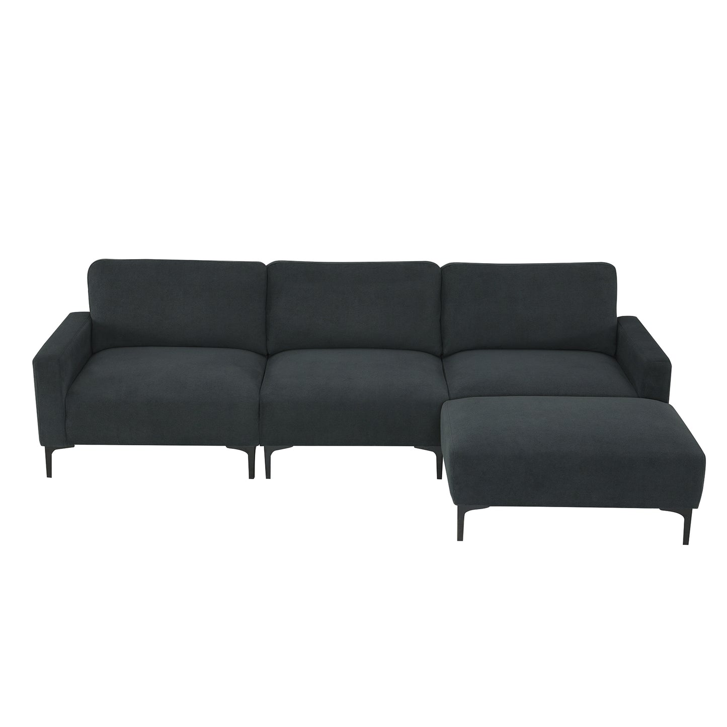 103.5*59" Modern L-shaped Sectional Sofa, 4-seat Velvet Fabric Couch Set with Convertible Ottoman,Freely Combinable Sofa for Living Room, Apartment, Office,Apartment,2 Colors