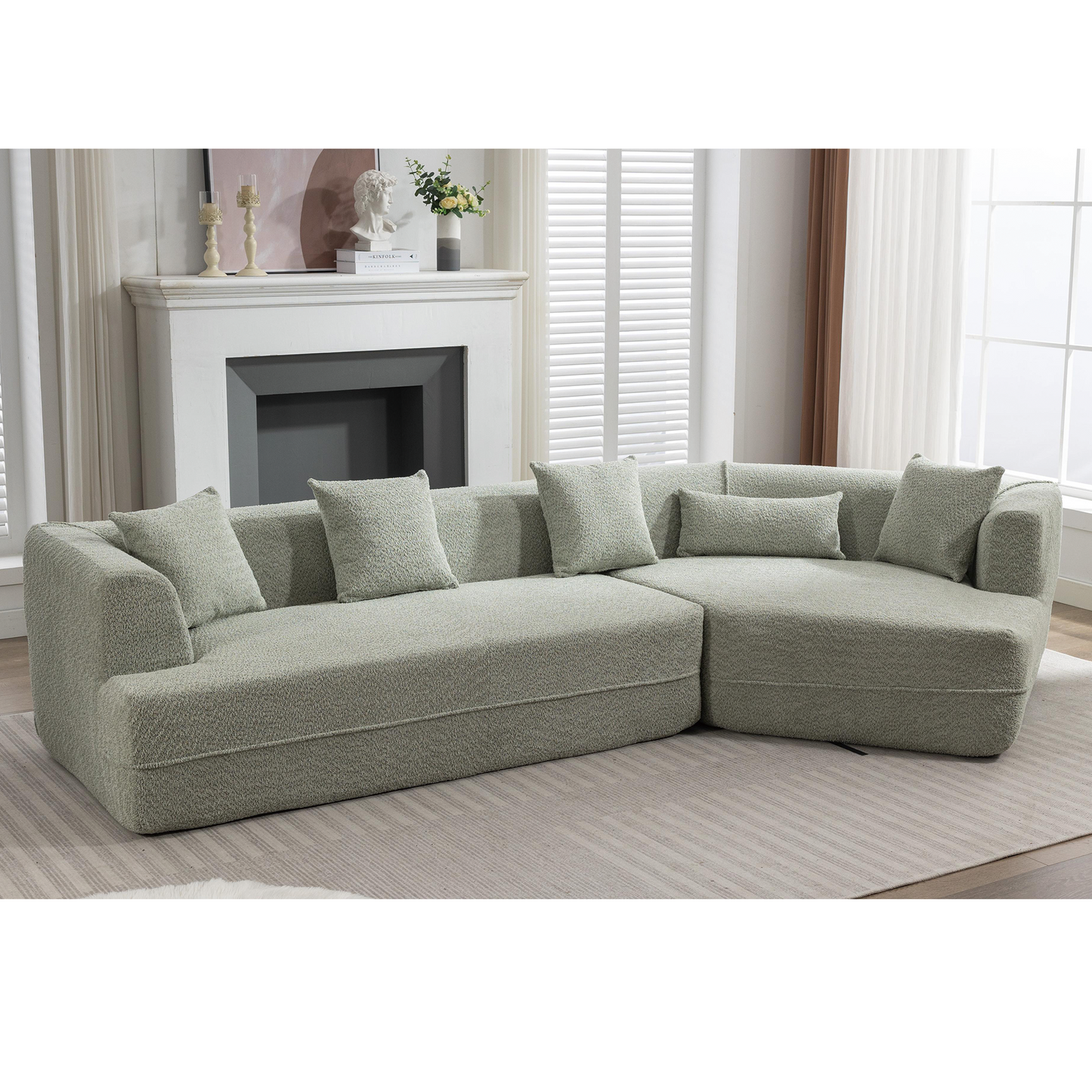 Modular sofa , modern minimalist style sofa,  upholstered ,  free combination, round fiber fabric, anti-wrinkle fabric,Dimension extension,Green