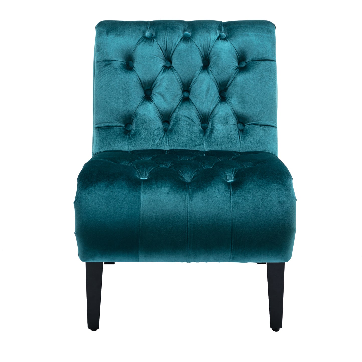 COOLMORE Modern Velvet Armless Accent Living Room Chair / Leisure Chair,Upholstered Fabric Button Comfortable Chair with Wooden Legs for Bedroom, Living Room, Office (Teal Velvet)