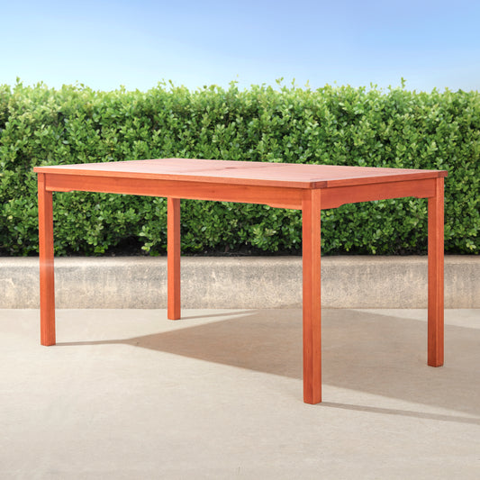 Caladesi Reddish Brown Rectangular Coastal Wood Patio Dining Table for 6 Seaters