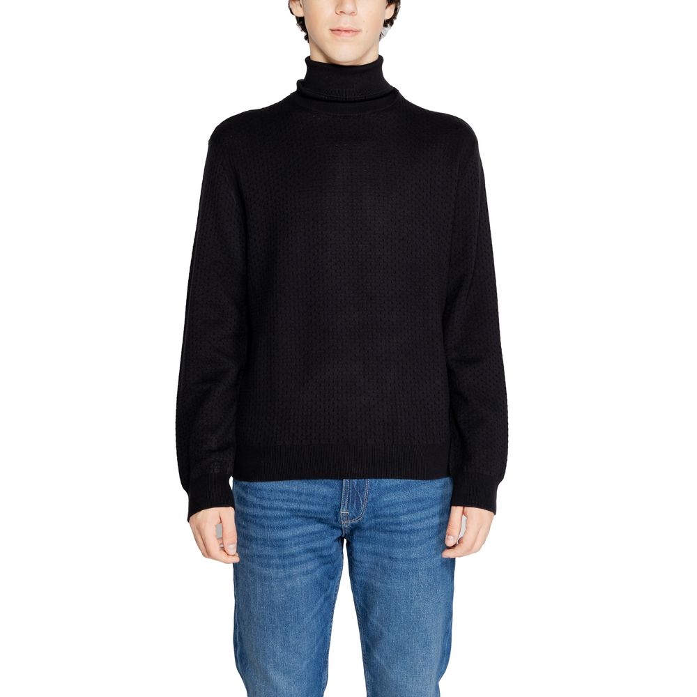 Armani Exchange Black Cotton Turtleneck