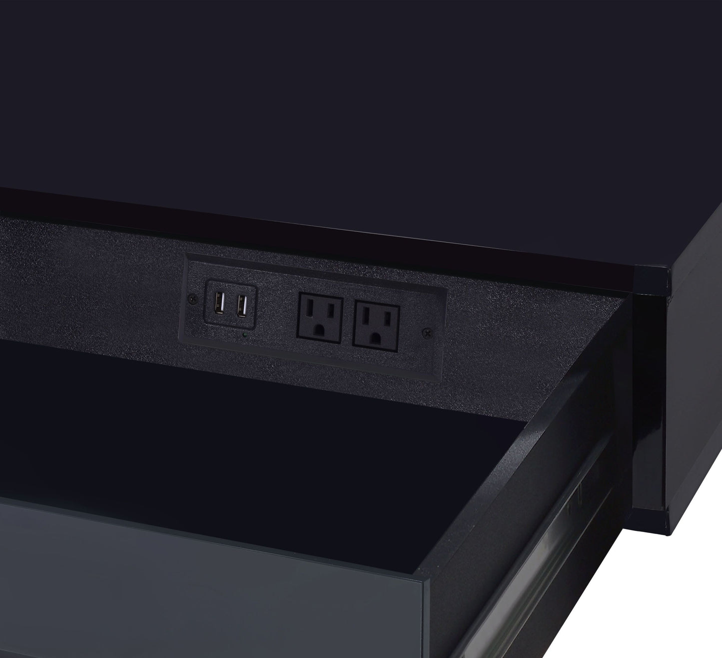 ACME Coleen Built-in USB Port Writing Desk, Black High Gloss & Chrome Finish 93045