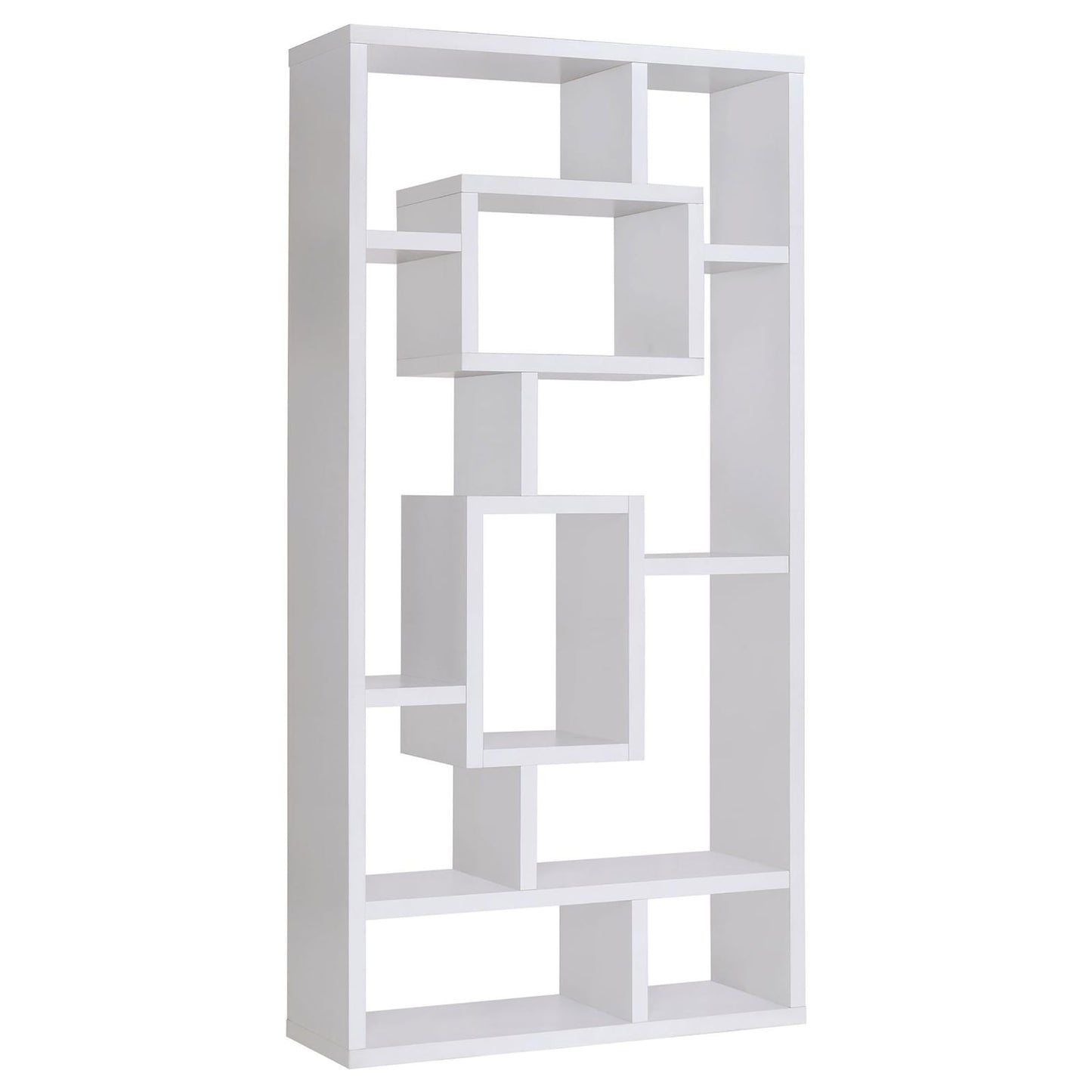 White 10-Shelf Open Back Bookcase