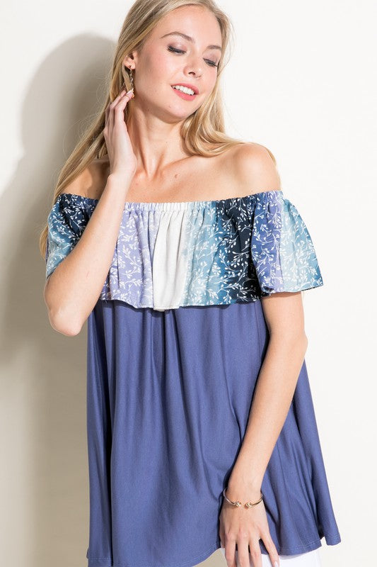 OMBRE TIE DYE OFF SHOULDER TOP