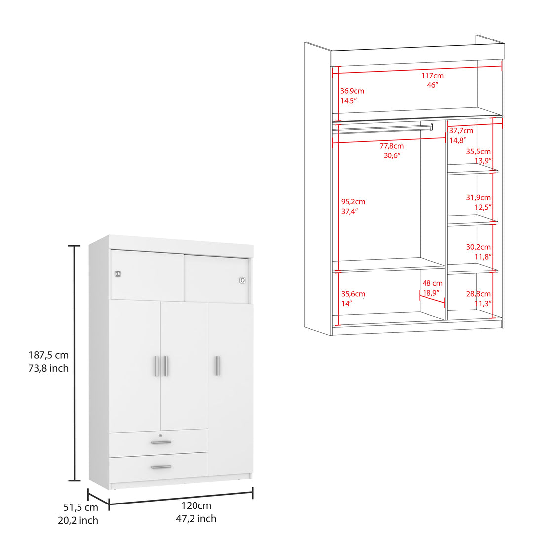 Armoire Chaplin, Bedroom, White