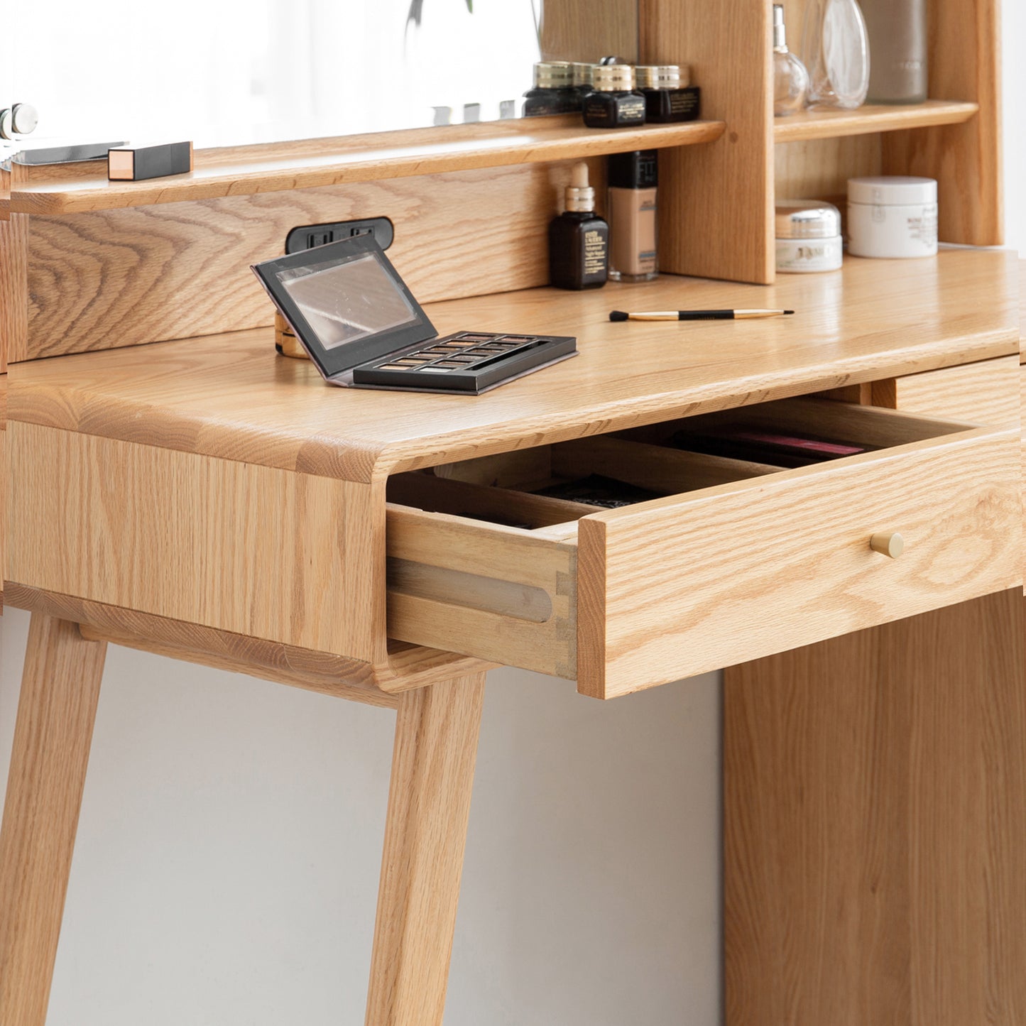 Dresser Table dresser 100% solid oak table table desk top table dresser compact dresser accessories storage width 90cm storage drawer natural wood natural
