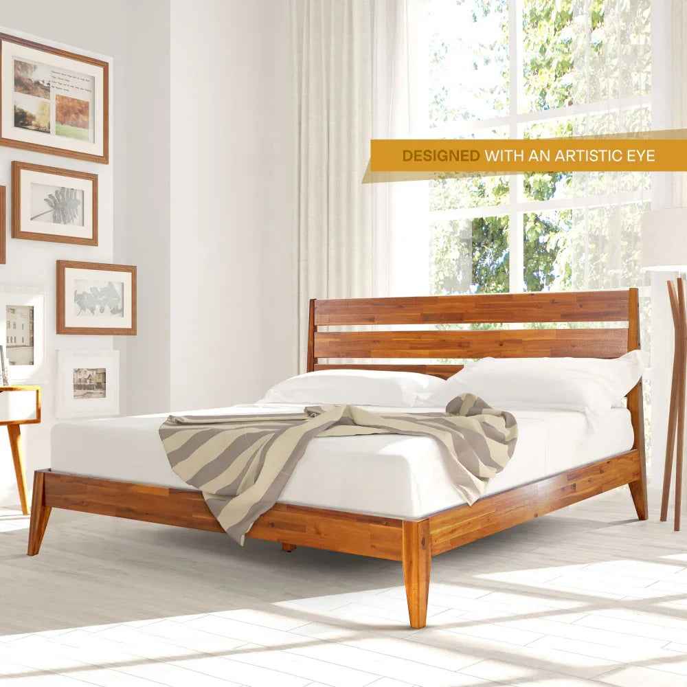 Acacia Emery Wood Platform Bed Frame for Modern Bedrooms