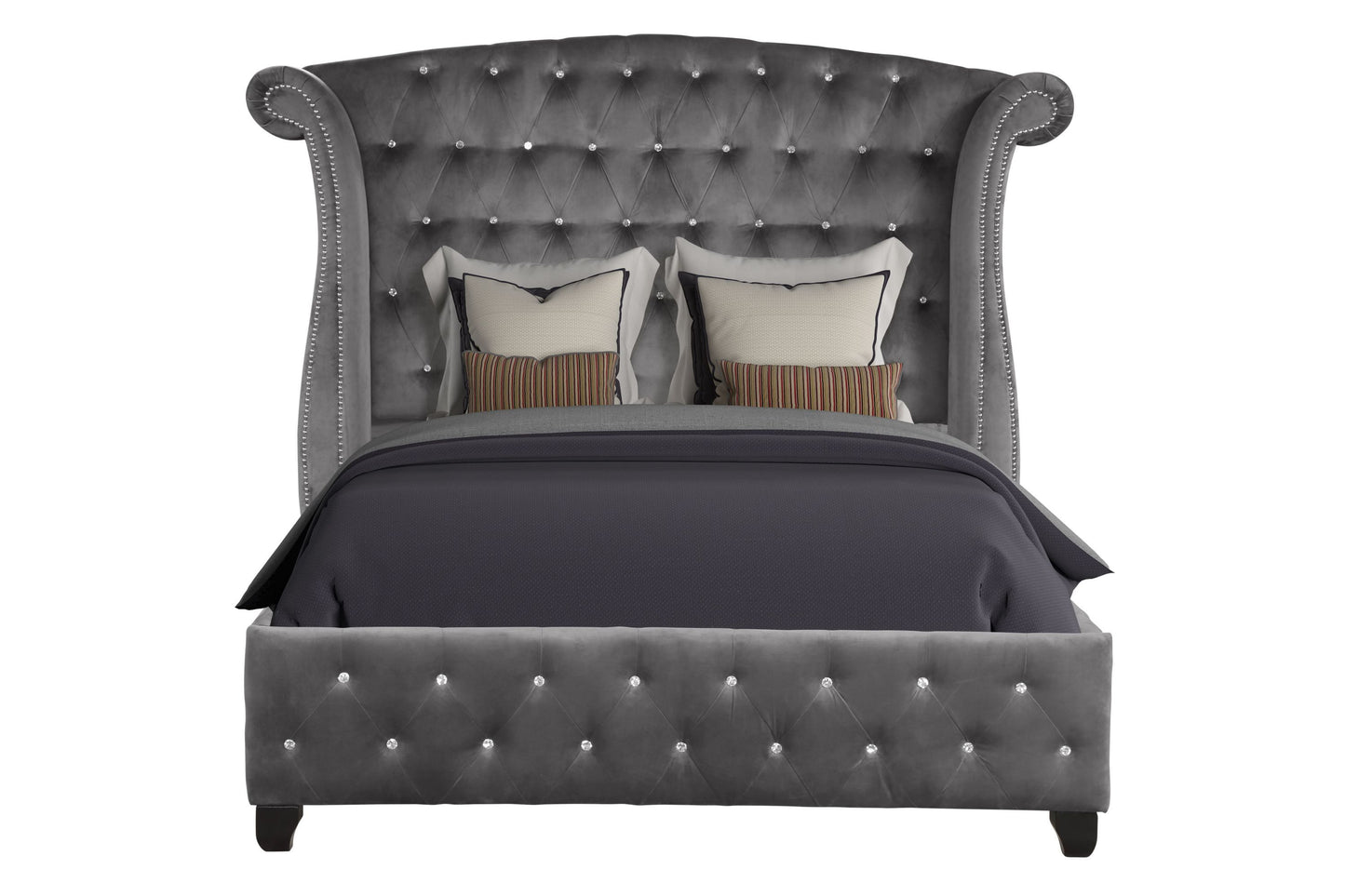 Sophia Queen Bed 4 Piece Gray