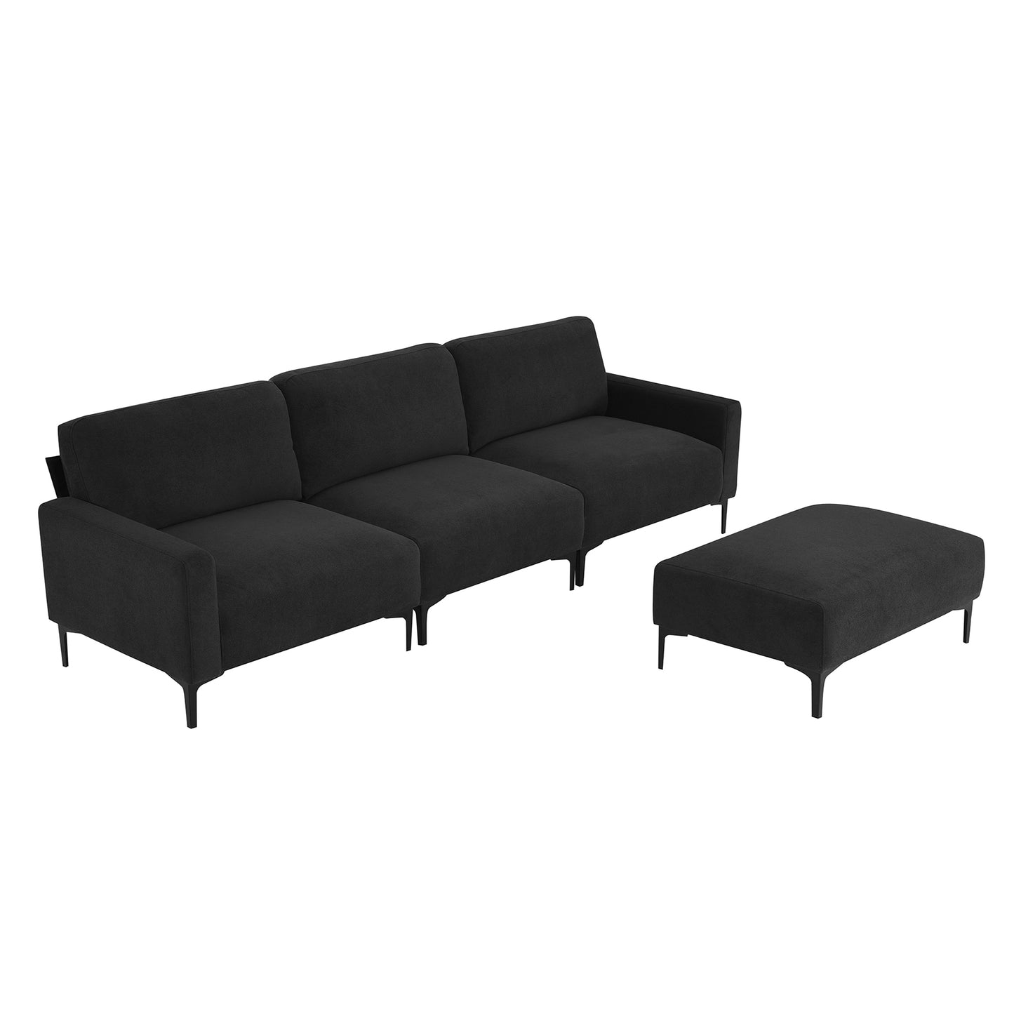 103.5*59" Modern L-shaped Sectional Sofa, 4-seat Velvet Fabric Couch Set with Convertible Ottoman,Freely Combinable Sofa for Living Room, Apartment, Office,Apartment,2 Colors