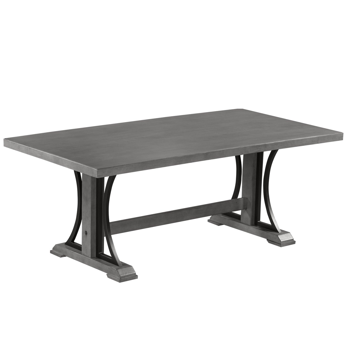 TREXM Retro Style Dining Table 78" Wood Rectangular Table, Seats up to 8 (Gray)