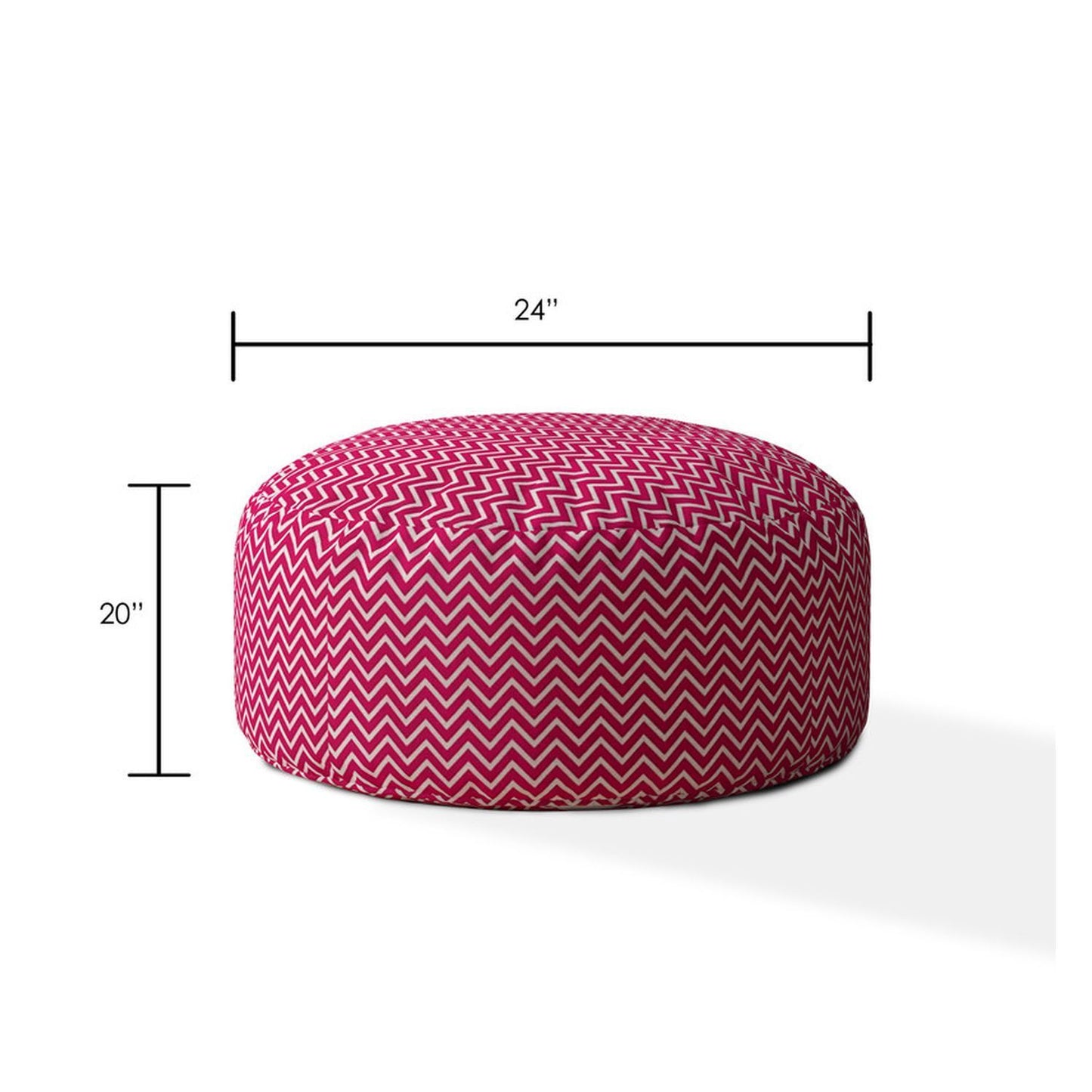 Indoor DIPPITY Hot Pink/White Round Zipper Pouf - Cover Only - 24in dia x 20in tall
